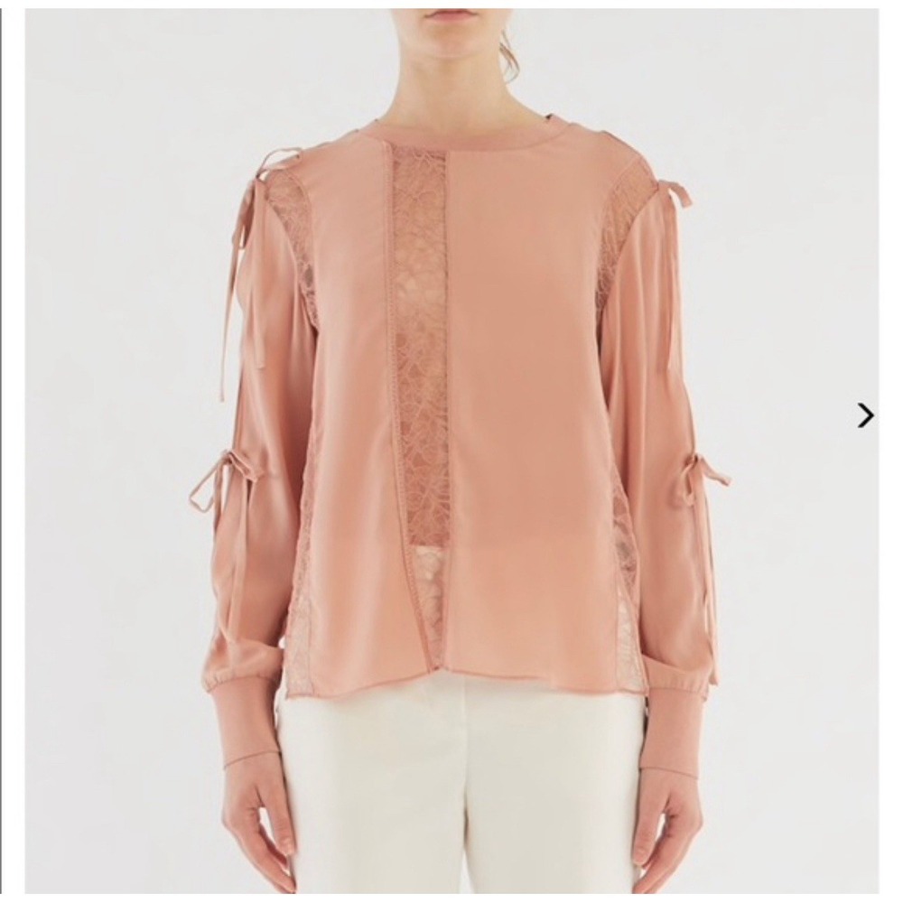 Phillip Lin 3.1‎ Ballerina Core Blush Pink Tie Sleeve Lace Blouse Size 2/S Silk